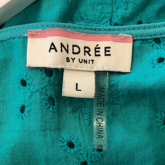 ANDREE BY UNIT Teal Eyelet Mini Dress - Picture 3 of 8